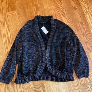 Dressbarn SPARKLE Soft Black Silver Cardigan Jacket